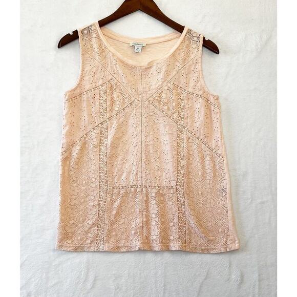 Sundance Women's Katia Eyelet Tank Top Size XS Peachy Pink Angel Boho Festival - Picture 1 of 6